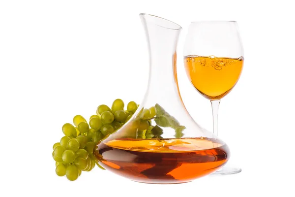 Bernsteinwein Wein Einem Glas Und Karaffe Der Nähe Von Trauben — Stockfoto