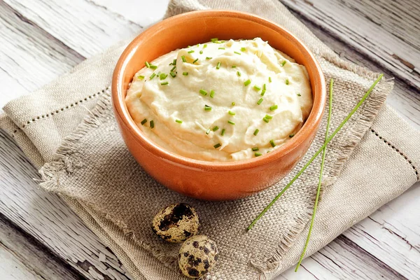 Mashed Cauliflower Gluten Free Side Dish Vegetarians Ketogenic Diets Paleo — Stock Photo, Image