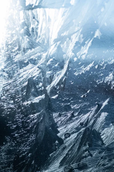Зимний Красочный Фон Ледяными Ледяными Узорами Крупным Планом — стоковое фото