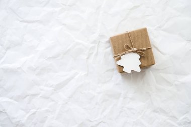Neşeli Noel ve mutlu tatil tebrik kartı, çerçeve, banner. Yeni yıl. Noel el yapımı hediye. Kış tatil tema. Düz yatıyordu.