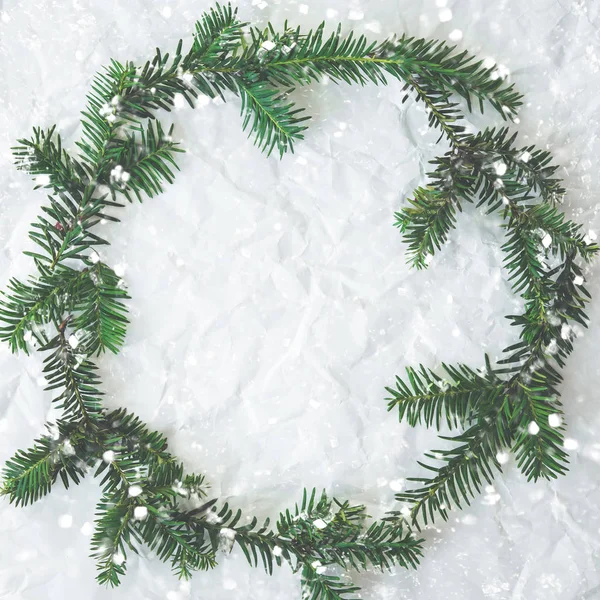 Cornice Natale Sfondo Con Rami Albero Natale — Foto Stock