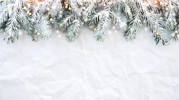 Sfondo Natalizio Con Albero Natale Sfondo Bianco Increspato Buon Natale — Foto Stock