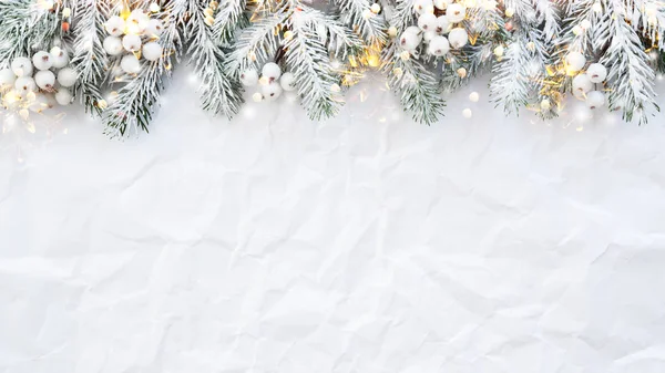 Sfondo Natalizio Con Albero Natale Sfondo Bianco Increspato Buon Natale — Foto Stock