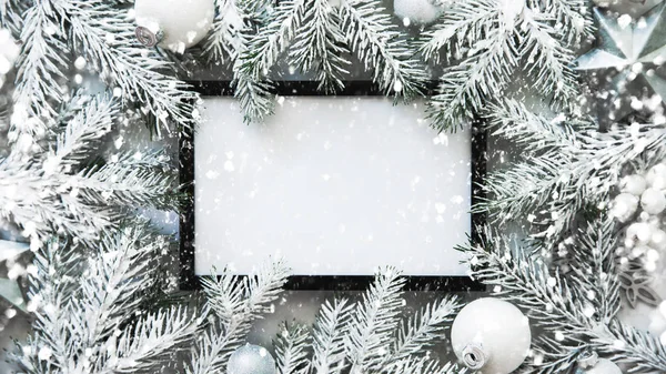 Vánoční Pozadí Rámečku Vánoční Strom Vánoční Dekorace Veselé Vánoční Přání — Stock fotografie