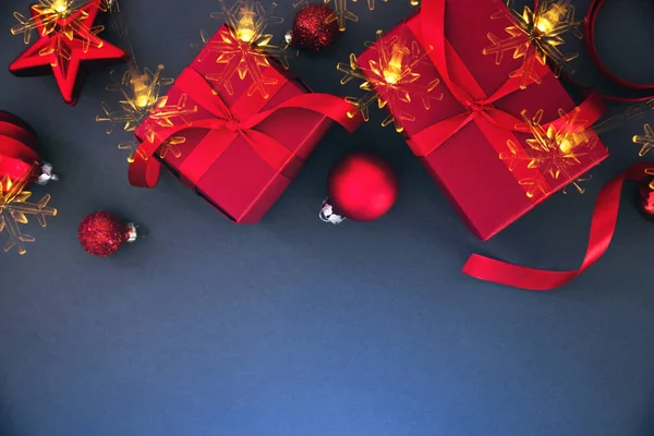Frohe Weihnachten Und Frohe Feiertage Grußkarte Rahmen Banner Neujahr Weihnachtsrot — Stockfoto