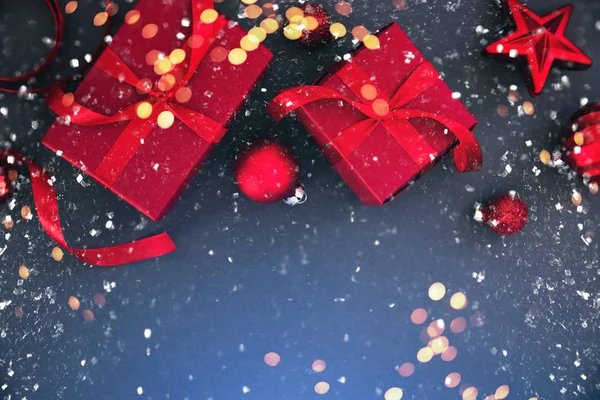 Vrolijk Kerstfeest Happy Holidays Wenskaart Frame Banner Nieuwjaar Rode Handgemaakte — Stockfoto