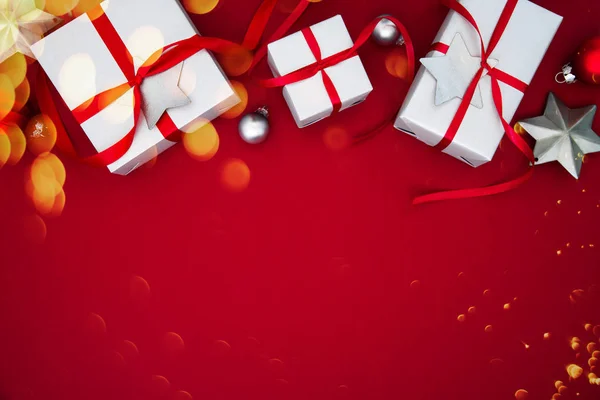 Vrolijk Kerstfeest Happy Holidays Wenskaart Frame Banner Nieuwjaar Zilveren Handgemaakte — Stockfoto