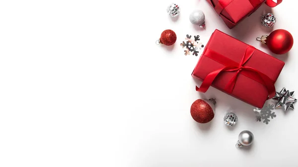 Vrolijk Kerstfeest Happy Holidays Wenskaart Frame Banner Nieuwjaar Giften Van — Stockfoto