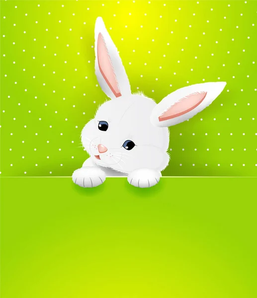 Osterfest Grußkarte Mit Niedlichem Weißen Hasen Vektorillustration Kopierraum Für Text — Stockvektor