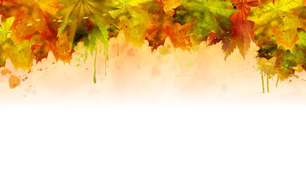 Digitales Aquarell Herbst Hintergrund Mit Bunten Blättern — Stockfoto