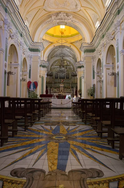 San Gennaro church in Vettica Maggiore Praiano, Italy. Church interior with the altar and many decorations. — Stock Photo, Image