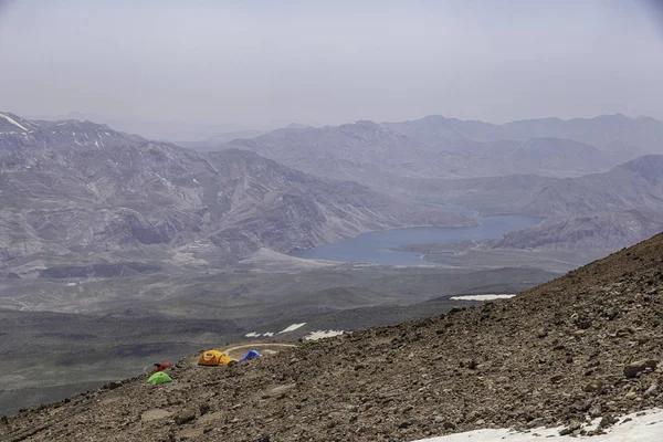 Vue Panoramique Tentes Colorées Sur Montagne — Photo