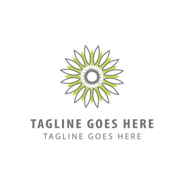 Zinnia çiçek logosu tasarımı. Çiçekçi logosu ve zinnia çiçeği objesi.