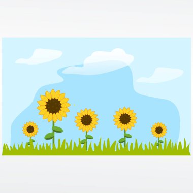 Sosyal medya paylaşımı, hikayeler veya duvar kağıdı için doğa ayçiçeği illüstrasyon arka planı.