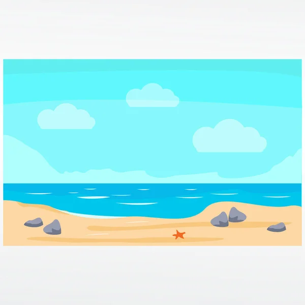 Vetor Praia Tropical Ilustração Fundo Vetor Praia Paisagem — Vetor de Stock
