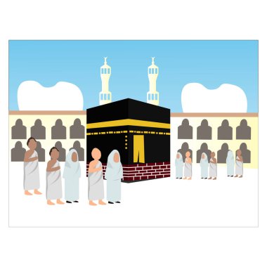 Kabe 'deki Hac Müslümanlığı İslami Karşılama İllüstrasyonu