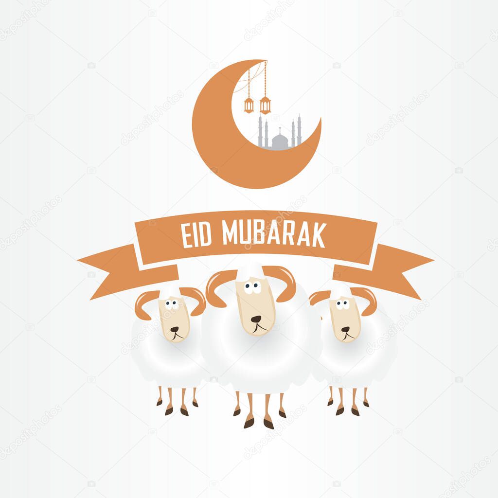 Qurban Animals Collection with Illustration of Camel, Cow, Sheep and Goat, Eid Adha