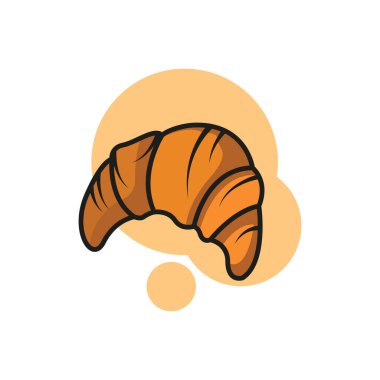 Fransız hilal şeklindeki tatlı hamur işlerinin logo vektörü. Kruvasan logosu simgesi.