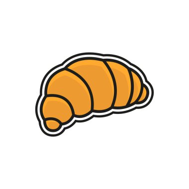 Fransız hilal şeklindeki tatlı hamur işlerinin logo vektörü. Kruvasan logosu simgesi.