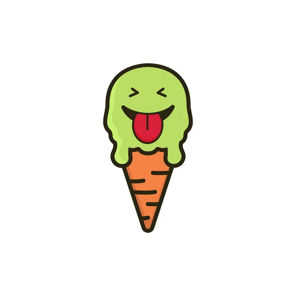 面白いとかわいいアイスクリームのロゴベクトルイラスト キャラクターアイスクリームアイコン — ストックベクタ