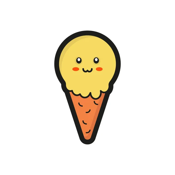 Amuzant Drăguț Logo Înghețată Ilustrație Vector Pictograma Înghețată Caracter — Vector de stoc
