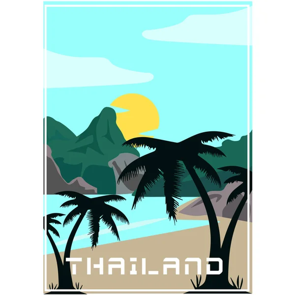 Une Illustration Vectorielle Éléments Dessinés Main Pour Voyager Thaïlande Concept — Image vectorielle