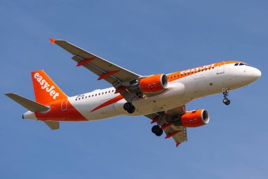 Airbus A320-214 operated by easyJet Europe on landing clipart