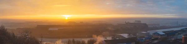 16k Panorama sunrise of Sheffield on Christmas morning — Stock Photo, Image