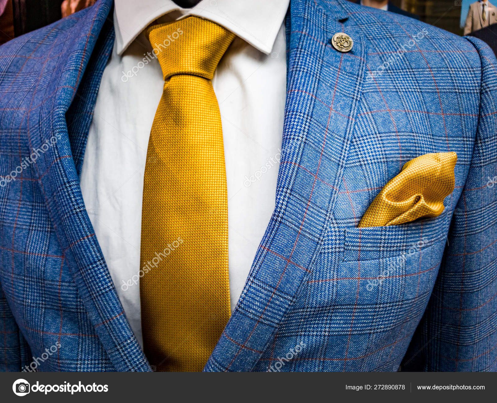 Latest Trends In Suit, Shirt And Tie Combination Blue Suit Yellow Tie ...