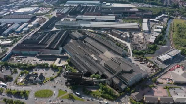 SHEFFIELD, UK - 20TH JUNE 2019: Aerial footage of Forgemasters in Sheffield - The large steel industrial factory — Stock Video