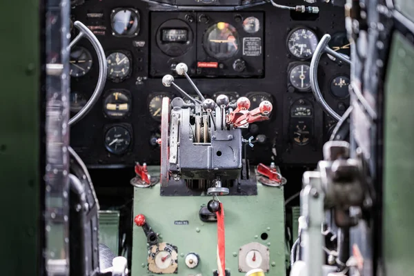 YORK, UK - 6TH AUGUST 2019: WW2 Douglas Dakota IV C-47B cockpit shot from the inside on a bright sunny day — Stock Photo, Image