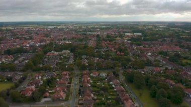 Beverley Minster ve East Yorkshire, İngiltere'deki çevre kasabanın havadan görünümü - 2019