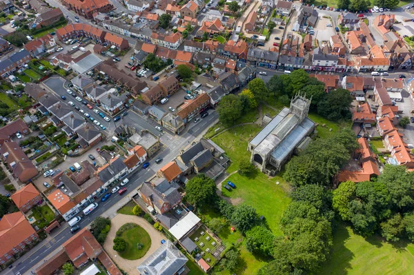 Aerial View of buildings and the mere in the seaside town of Hornsea during Summer of 2019 — Stock Photo, Image