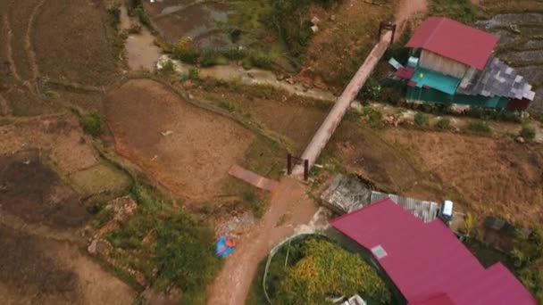 Aerial Drone footage of Cat Cat Village near Sapa in Northern Vietnam - October 2019 — Stock Video