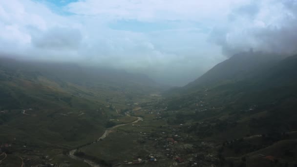 Aerial drone footage of rice terraces in Sapa, Northern Vietnam -October 2019 — 비디오