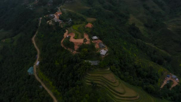 Imágenes aéreas de drones de terrazas de arroz en Sapa, Vietnam del Norte - octubre 2019 — Vídeo de stock