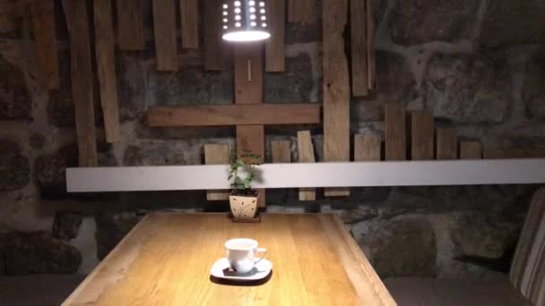 Uma Xícara Café Preto Mesa — Vídeo de Stock