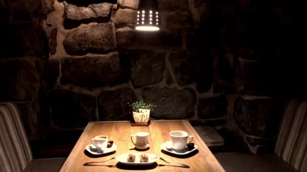 Two Cups Black Coffee Table — Stock Video