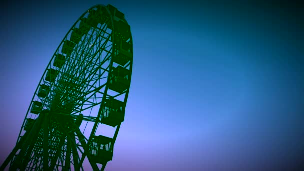 Ruota Panoramica Giostra Alta Contro Cielo Blu — Video Stock