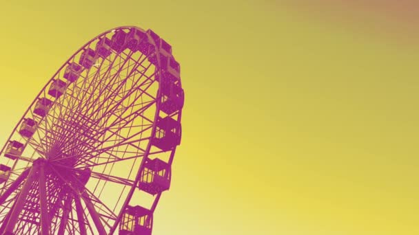 Ferris Wheel High Carousel Yellow Background — Stock Video
