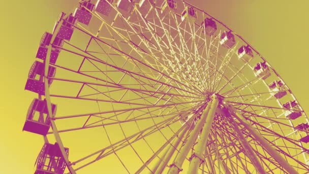 Ferris Wheel High Carousel Yellow Background — Stock Video