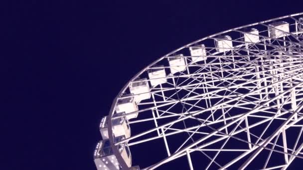 Ferris Wheel High Luminous Carousel Dark Background Evening Video Black — Stock Video