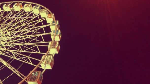 Ferris Wheel High Luminous Carousel Dark Background Evening Video Black — Stock Video