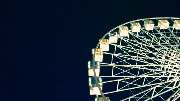 Ferris Wheel High Luminous Carousel Dark Background Evening Video Black — Stock Video