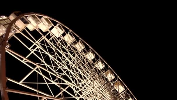 Ferris Wheel High Luminous Carousel Dark Background Evening Video Black — Stock Video