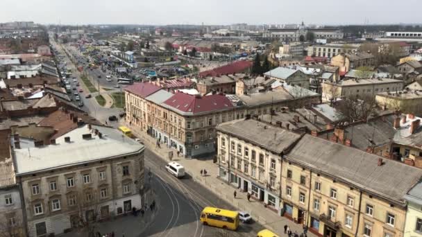 Alte Europäische Stadt Blick Von Oben Das Stadtzentrum Von Lviv — Stockvideo