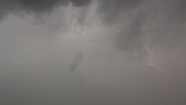 Fulmine Lampeggia Una Nube Scura Durante Temporale Tempo Nuvoloso Pioggia — Video Stock