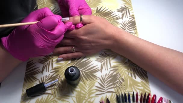 Guru Membuat Manikur Salon Kecantikan Seorang Wanita Membuat Keindahan Pada — Stok Video