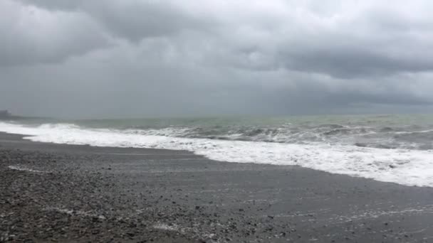 Буря Морі Попередження Шторму Узбережжі Грозові Хмари Великі Морські Хвилі — стокове відео