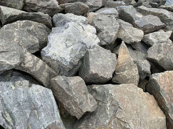 Hintergrundstruktur Viele Große Steine Verschiedenen Formen Ein Haufen Granitblöcke Konzept — Stockfoto